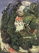 Chaim Soutine landscape with red donkey oil painting reproduction